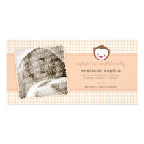 Little Monkey Baby Announcement Photo Card