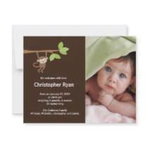 Little Monkey Baby Boy Birth Photo Announcement