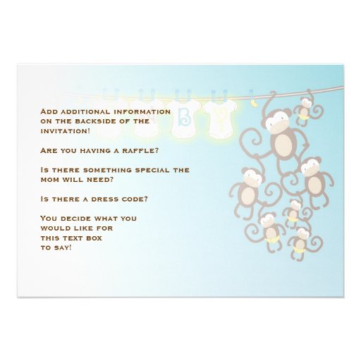 Little Monkey Baby Boy Shower Invitation