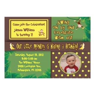 Little Monkey Birthday Party Invitation