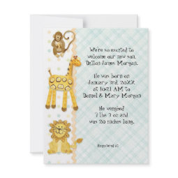 Little Monkey, Boy Baby Birth Announcement 3 invitation