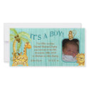 Little Monkey Boy Baby Birth Announcement photocard