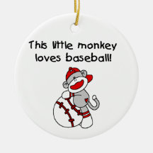 Little Monkey Loves Baseball  T-shirts and Gifts Ornament