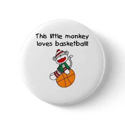Little Monkey Loves Basketball Pinback Buttons by sport_shop