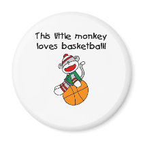 Little Monkey Loves Basketball magnets by sport_shop Little Monkey Loves Basketball magnets