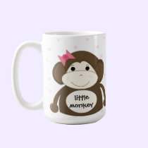 Little Monkey With A Pink Hair Bow mugs