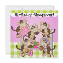 Little Monkeys Birthday Sleepover Invites