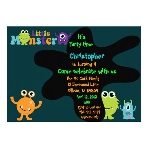 Little Monster Birthday Party Invitation