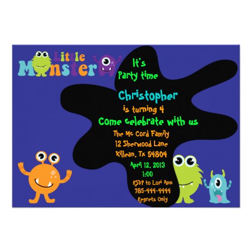 Little Monster Birthday Party Invitation