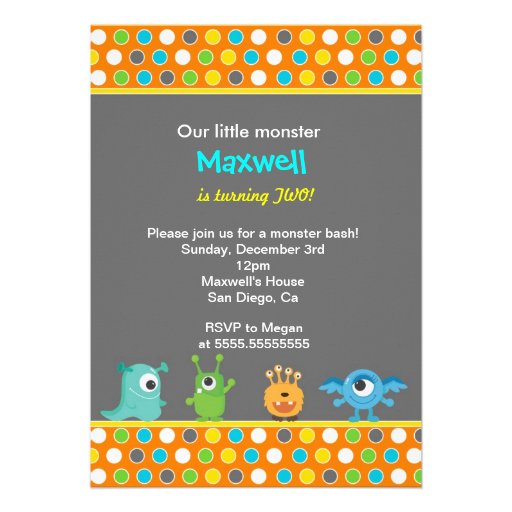 Little Monster Birthday Party Invitations