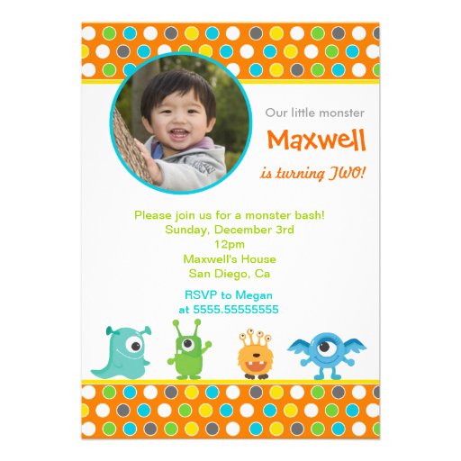 Little Monster Photo Birthday Party Invitations