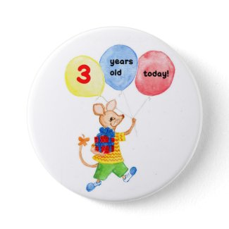 'Little Mouse' 3rd Birthday button button