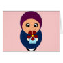 Little muslim girl purple hijab hijabi cartoon cards