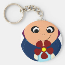 Little muslim girl purple hijab hijabi cartoon key chain