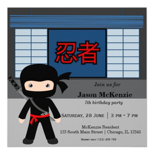 Little ninja birthday theme custom invite
