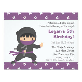 Little Ninja Kids Birthday Party Invitations 4.25
