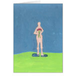little nudist with flower notecard