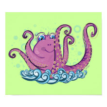 Little Octopus Poster print