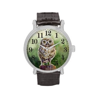 Little owl watercolor watch