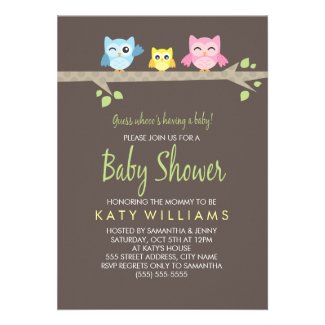 Little Owls Baby Shower Invite