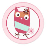 Little Owls Envelope Seals Round Stickers