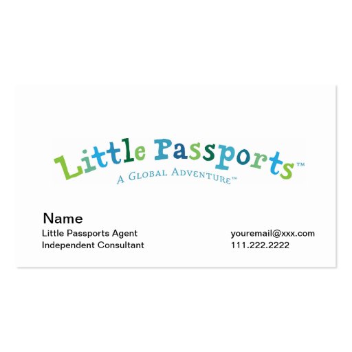 Little Passports Agent's Business Card (front side)