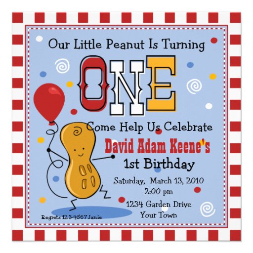 Little Peanut 1st Birthday Party Invitation