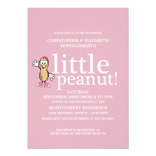 Little Peanut (Pink) Baby Shower Custom Invite