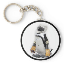 Little  Penguin Wearing Hockey Gear Keychains