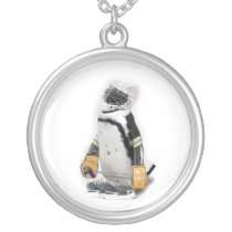 Little  Penguin Wearing Hockey Gear Pendants