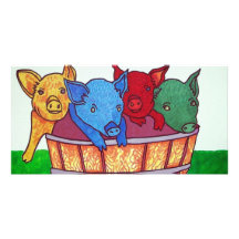 Little Piggies by Piliero Customized Photo Card