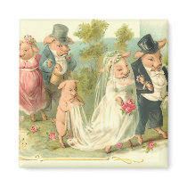 Little Piggy Wedding Refrigerator Magnets