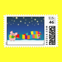 Little Pig's Christmas postage stamp