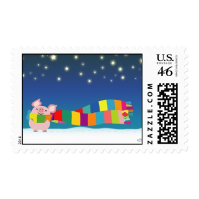 Little Pig&#39;s Christmas postage stamp