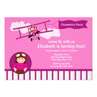 Little Pilot Airplane Birthday Party Invitation