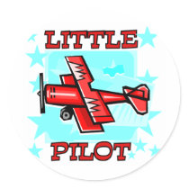 Little Pilot Tshirts and Gifts Round Stickers