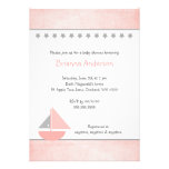 Little Pink and Gray Sailboat Baby Shower Invite