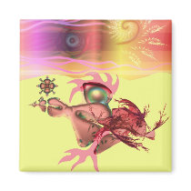 Little pink beastie goes for a run magnets by fractalART Little pink beastie goes for a run magnets