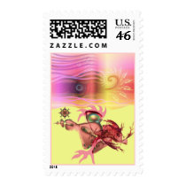 Little pink beastie goes for a run postage by fractalART Little pink beastie goes for a run postage