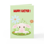 Little Pink Bunny In The Grass Card