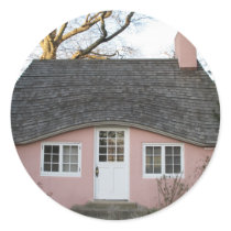Little Pink House Round Stickers