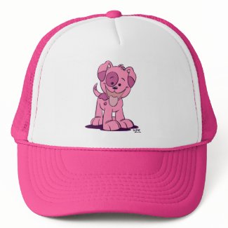 Little pink puppy trucker hat hat