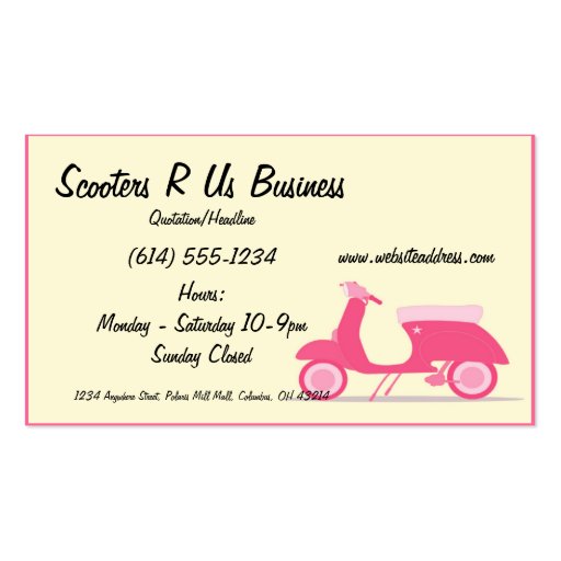 Little Pink Scooter Business Cards (front side)