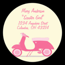 Little Pink Scooter Return Address Labels stickers