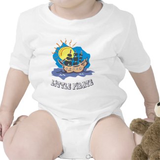 Little pirate toddler on a sailboat on the sea t shirts