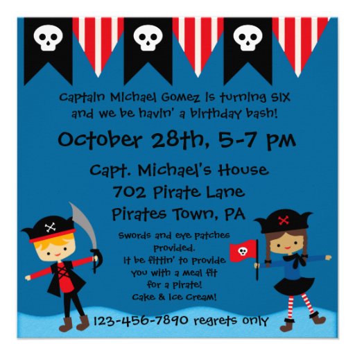 Little Pirates Birthday Invitation