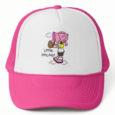 Little Pitcher Girls Baseball Tshirts and Gifts Hats by toddlersplace