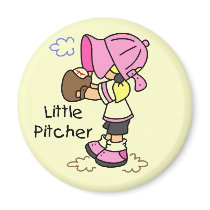 Little Pitcher Girls Baseball Tshirts and Gifts magnets