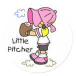 Little Pitcher Girls Baseball Tshirts and Gifts stickers