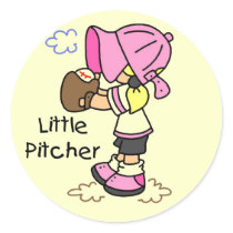 Little Pitcher Girls Baseball Tshirts and Gifts Stickers